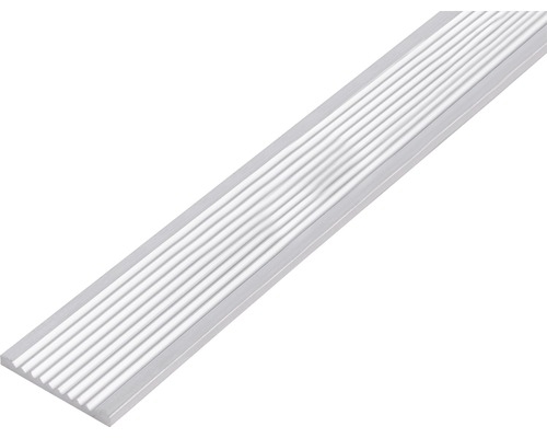 Alu plochá tyč, rýhovaná, stříbrný elox, 40x3mm, 1m Hliníková zakončovací lišta s vroubkováním