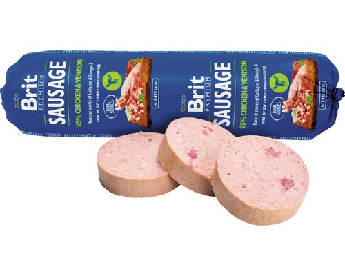 Brit Premium klobása s kuřecím a zvěřinou