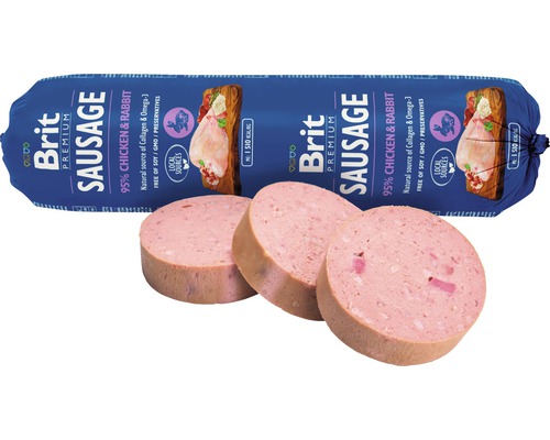 Brit Premium klobása s kuřecím a králičím masem