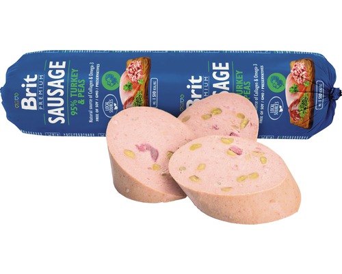 Brit Premium klobása krůtí a hrášek