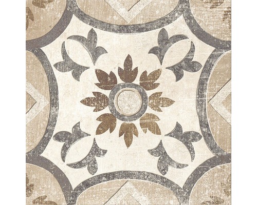 Dekorativní podlahová dlaždice s květinovým vzorem