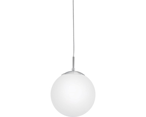 Závěsné svítidlo s kulatým, bílým skleněným krytem