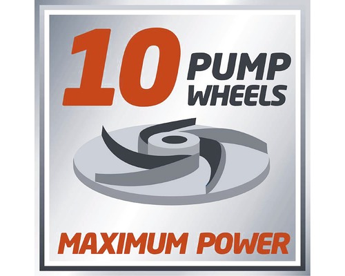 Symbol pro deset oběžných kol čerpadla a maximální výkon