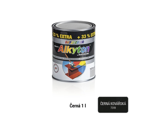 Barva na kov rez i dřevo DUPLI-COLOR Alkyton kovářská černá + 33% EXTRA 1l Alkyton plechovka barvy od Dupli Color, obsah jeden litr
