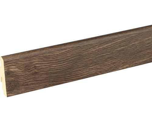 Soklová lišta Skandor uzený dub FU60L 19x58x2400 mm Podlahová lišta s dřevěnou strukturou