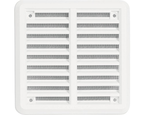 Větrací mřížka HACO VM KB se síťovinou a krytkou 100 x 100 mm plastová bílá Čtvercová ventilační mřížka s ochranou proti hmyzu