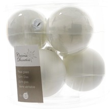 Šest bílých skleněných vánočních koulí, průměr 80 mm