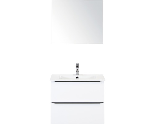 Koupelnový nábytkový set Pulse 70 cm s keramickým umyvadlem a zrcadlem bílá vysoce lesklá