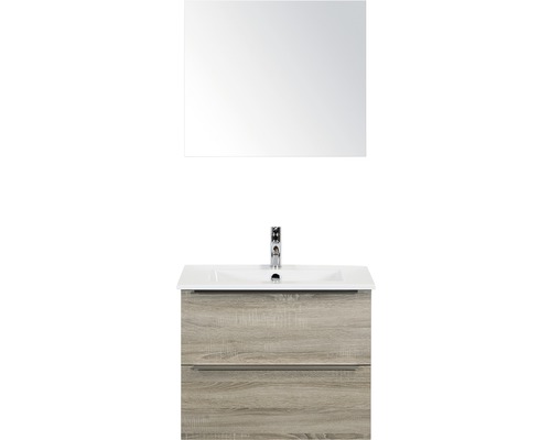 Koupelnový nábytkový set Pulse 70 cm s keramickým umyvadlem a zrcadlem dub šedý