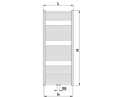 Technický nákres topného žebříku s rozměry