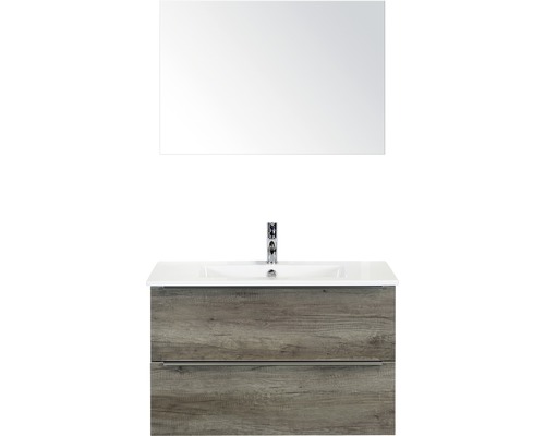Koupelnový nábytkový set Pulse 90 cm s keramickým umyvadlem Nebraska dub Nebraska a zrcadlem