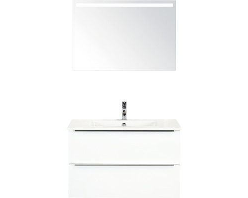 Koupelnový nábytkový set Pulse 90 cm s keramickým umyvadlem WIT H lesklá a zrcadlem s LED osvětlením