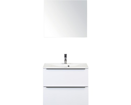 Koupelnový nábytkový set Pulse 70 cm s umyvadlem a zrcadlem bílá vysoce lesklá