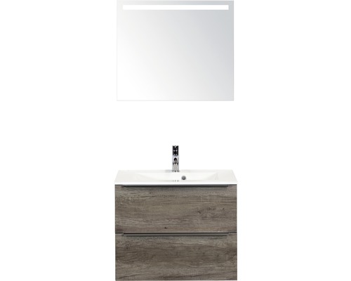 Koupelnový nábytkový set Pulse 70 cm s umyvadlem dub Nebraska a zrcadlem s LED osvětlením