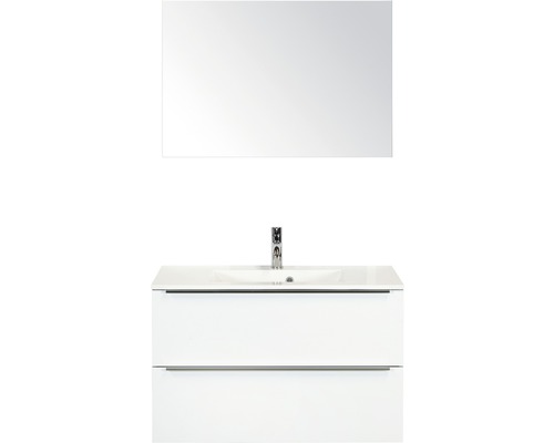 Koupelnový nábytkový set Pulse 90 cm s umyvadlem a zrcadlem bílá vysoce lesklá