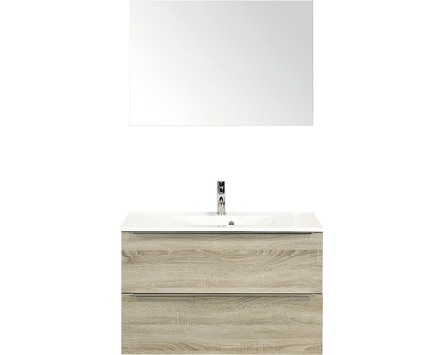 Koupelnový nábytkový set Pulse 90 cm s umyvadlem a zrcadlem dub šedý