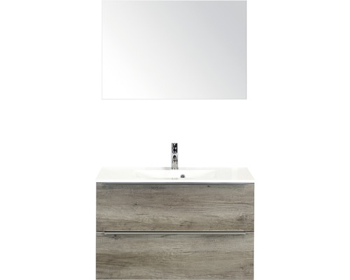 Koupelnový nábytkový set Pulse 90 cm s umyvadlem Nebraska dub Nebraska a zrcadlem