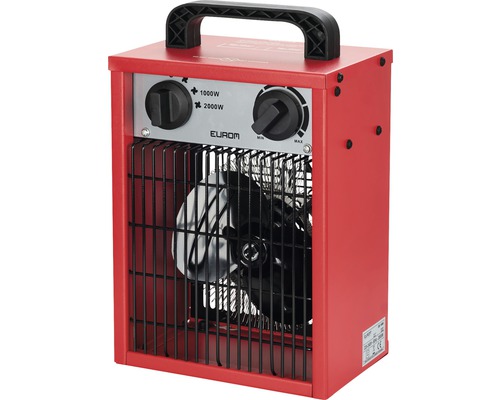 Elektrický topný ventilátor s rukojetí a ochrannou mřížkou