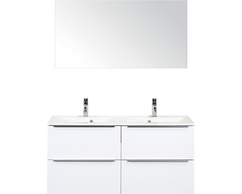 Koupelnový nábytkový set Pulse 120 cm s dvojitým umyvadlem a zrcadlem bílá vysoce lesklá 84727301