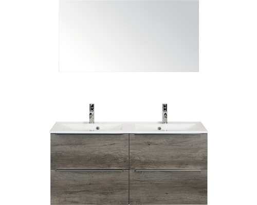 Koupelnový nábytkový set Pulse 120 cm s dvojitým umyvadlem dub Nebraska a zrcadlem 84727324