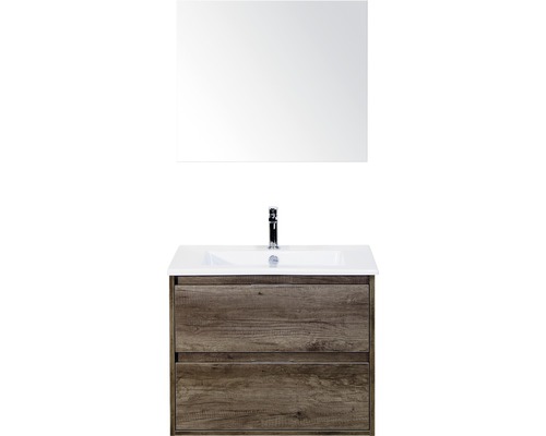 Koupelnový nábytkový set Porto 70 cm s keramickým umyvadlem Nebraska dub Nebraska a zrcadlem