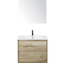 Koupelnový nábytkový set Porto 70 cm s keramickým umyvadlem a zrcadlem dub přírodní