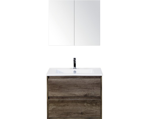 Koupelnový nábytkový set Porto 70 cm s keramickým umyvadlem Nebraska dub Nebraska a zrcadlovou skříňkou