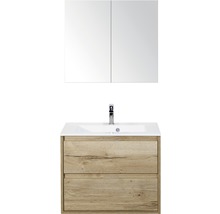 Koupelnový nábytkový set Porto 70 cm s umyvadlem a zrcadlovou skříňkou dub přírodní