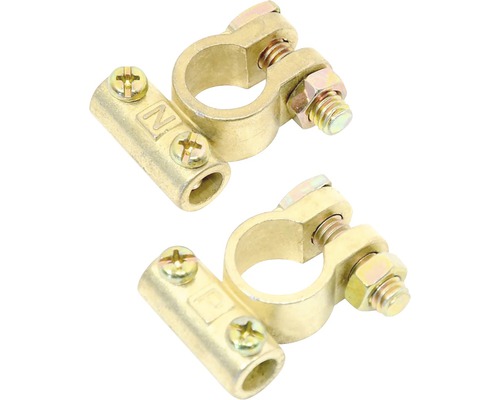 Dvě mosazné svorky baterie