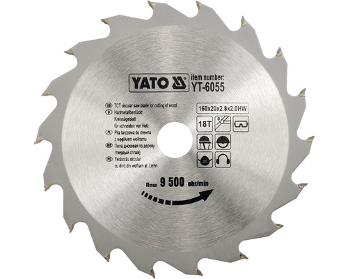 Pilový kotouč Yato pro řezání dřeva, 160x20x2.8x2.0HW