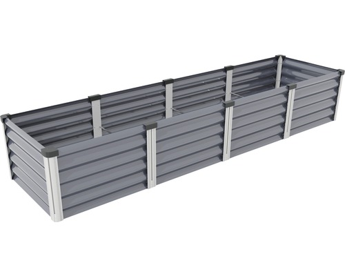 Vyvýšený záhon Vitavia Linus In & Out 401 L plechový 245 x 65 x 40 cm šedý Kovový vyvýšený záhon