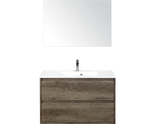 Koupelnový nábytkový set Porto 90 cm s umyvadlem Nebraska dub Nebraska a zrcadlem