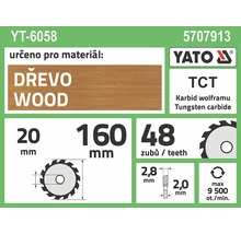 Kotouč na dřevo Yato YT-6058, 160 x 20 mm 48z-thumb-2