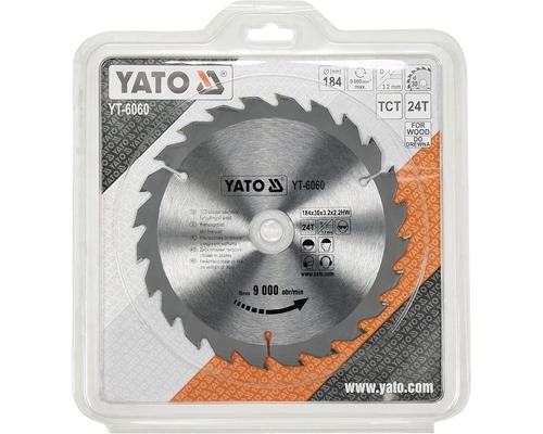 Pilový kotouč Yato s průměrem 184 milimetrů v balení