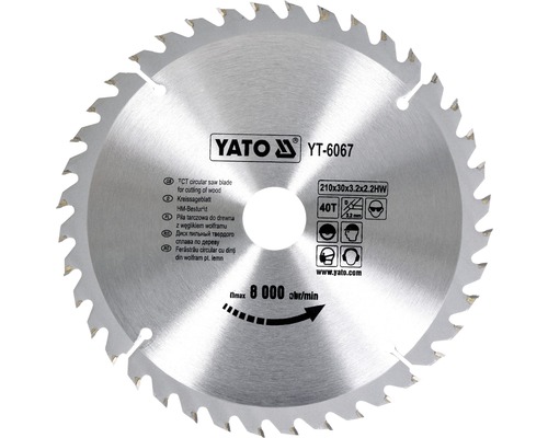 Pilový kotouč Yato s karbidem wolframu, 210x30x3,2x2,2 mm, 40 zubů