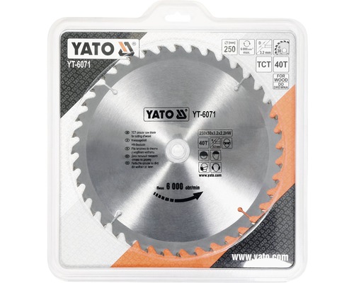 Pilový kotouč Yato s průměrem 250 milimetrů na řezání dřeva