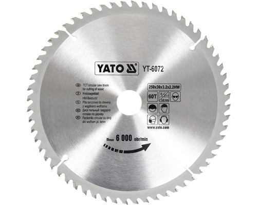 Pilový kotouč Yato pro řezání dřeva, 250x30x3.2x2.2 milimetrů