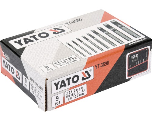 Sada vyrážečů čepů Yato v balení, 9 kusů