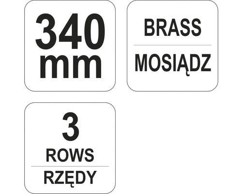 Informace o produktu: 340 mm, mosaz, tři řady
