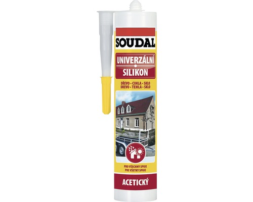 Silikon univerzální SOUDAL 280 ml černý Kartuše univerzálního silikonu Soudal s nástavcem