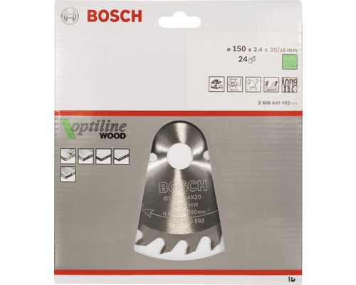 Ponorný pilový list Bosch Optiline Wood o průměru 150 milimetrů