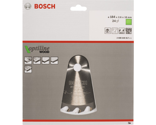 Pilový kotouč Bosch Optiline Wood, průměr 184 milimetrů