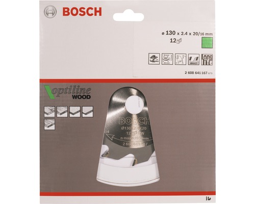 Logo Bosch Pilový kotouč Optiline Wood 130 x 2,4 x 20/16 milimetrů