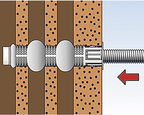 Funkce hmoždinky do dutých prostor ve zdi