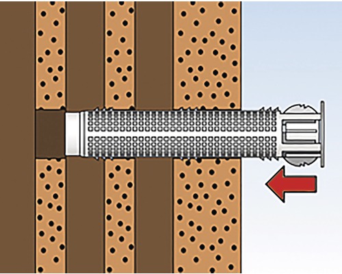 Ilustrace upevnění hmoždinky ve zdi
