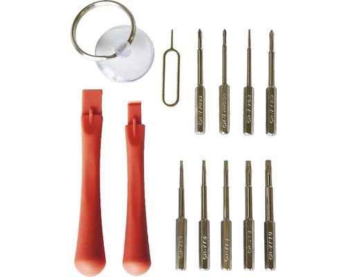 Sada nástrojů se šroubováky, nástrojem na vyjmutí SIM karty, přísavkou a páčidly