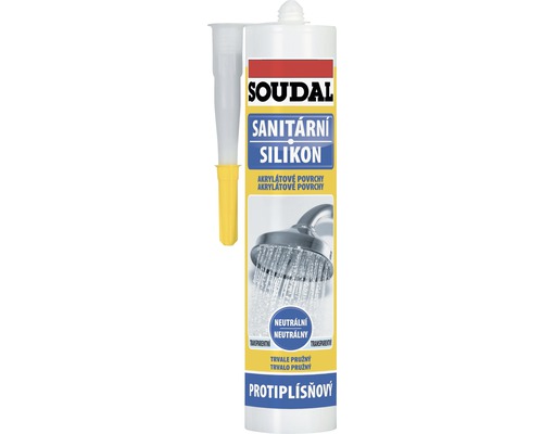 Silikon sanitární SOUDAL 280 ml neutrální transparentní Soudal sanitární silikon kartuše s nástavcem