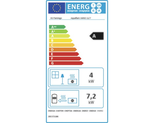 Energetický štítek pro HS Flamingo Aquaflam VARIO 11/7 s třídou energetické účinnosti A