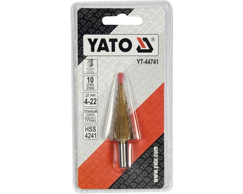 Yato stupňovitý vrták 4-22 mm, s titanovým povlakem, HSS 4241 v blistru