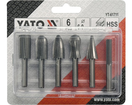 Sada frézovacích kolíků Yato, šest kusů, z oceli HSS